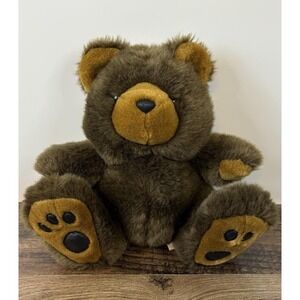 Balloon Club 10" Stuffed Plush Dark Brown Teddy Bear Animal Hard Eyes Nose